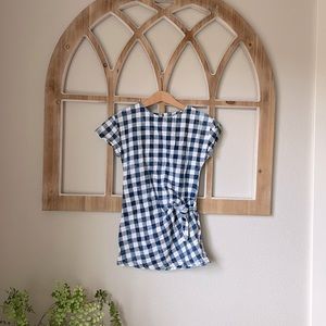 Zara Girls Navy Gingham side Tie Dress